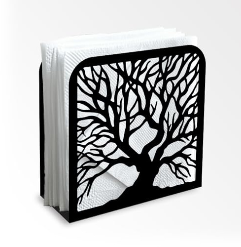Dekorativer Serviettenhalter Aus Schwarzem Metall In Baumstammform Für Den Tisch Serviettenhalter Stehend 12 x 12 x 5cm Für Zuhause Küche Restaurant Picknick Party Kaffeebar Esszimmer