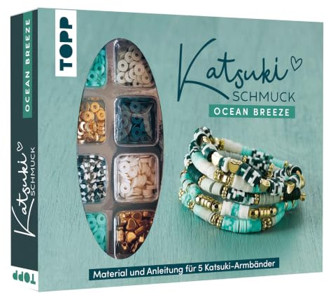 Katsuki Schmuck Ocean Breeze: Anleitung und Material für fünf Armbänder in Trendfarben mit Goldelementen (Katsuki (Schmucksets und Anleitungen))