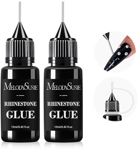 MelodySusie 2Pcs Nail Rhinestone Glue, 3D Gel Nail Art Design Strong Adhesive Nail Gem Glue for Nail Charms Gems Jewelry Decoration DIY Manicured at Home Cured Need Beauty Gifts for Women