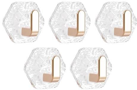 poraceous 5 Pezzi Ganci Adesivi Bagno Cucina, Ganci per Accappatoio Bagno, Porta Asciugamani Bagno Adesivo, per Armadi, Porte, Pareti, Senza Foratura(Oro Rosa)
