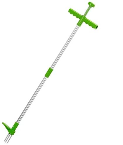 Stand Up Weed Puller Tool - 43 Lightweight Aluminum Alloy Shaft & Stainless Steel 4-Claw,Effortless Root Removal for Dandelions/Thistles, Back-Saver Design with Foot Pedal, BPA-Free