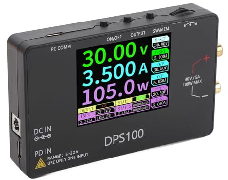 Garosa Fuente de Alimentación Variable Versátil de 30V 5A con Diez Espacios de Memoria para Acceso Rápido a Preestablecidos