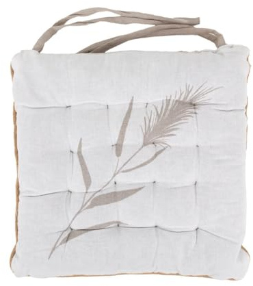SCHÖNER LEBEN. Coussin d'assise en herbe de la pampa avec cordons de serrage - Blanc naturel - 38 x 38 x 4 cm