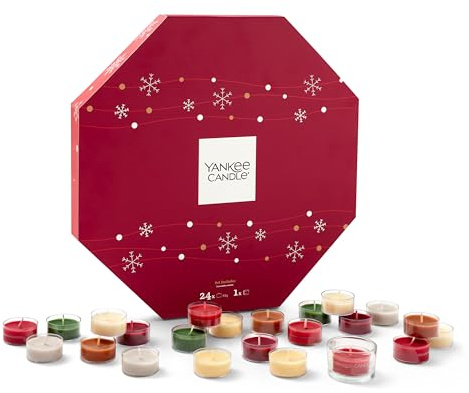 Yankee Candle Advent Calendar 2025 Wreath | Scented Candles Gift Set | 24 Scented Tea Lights and 1 Tea Light Holder | Gifts for Women