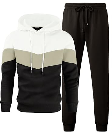 JMIERR Trainingsanzug Herren Jogging Anzug Set Farbblock | 2-teilig,mit Taschen,Trainingsanzug,Hoodies mit Hose,Baggy,Sportanzug,Basic Freizeitanzug,Baggy Sportanzug,Laufanzug Gym