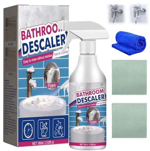 Bathroom Descaler, mousse Descaler de salle de bain, détartrant puissant, nettoyant multiusage extra puissant pour canalisations en verre, toilettes pour salle de bain, verre, lavabo, baignoire (1)
