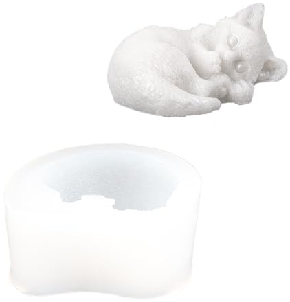 Ideen mit Herz | Silikonform Katze 2 | Katzenfigur selber gießen | DIY | Gießform für Epoxidharz, Gips, Beton, Wachs oder Seife | lebensmittelecht