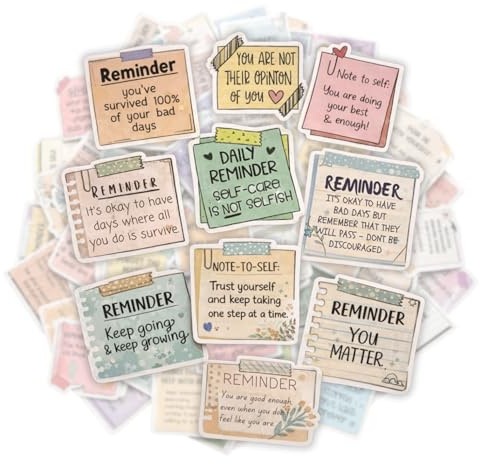 50 Positive Affirmation Stickers for Teens & Women – Aesthetic Mental Health & Self Care Quotes for Journals, Water Bottles, Scrapbooks & Gifts (50 Pack)