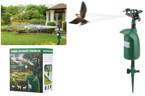Ahuyentador de Animales por Agua, Aspersor de Agua para Jardín y Estanque con Sensor de Movimiento PIR, Alcance de hasta 10 m, Repelente Plagas para Ahuyentar Gatos, Palomas, Zorros y Pájaros