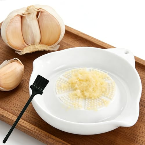 Norhogo Rallador de ajos más grande y más ancho, rallador de jengibre de cerámica, con cepillo, rallador de ajo, rallador de frutas, rallador de verduras, rallador wasabi, para jengibre, ajo, cebolla