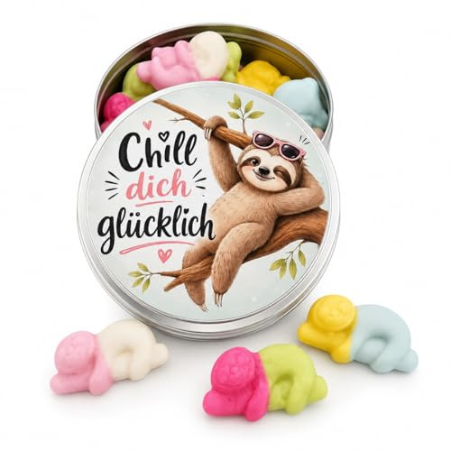AnyCakes Chill dich glücklich - Fruchtgummi Faultiere aus der Dose Scherzartikel Mitbringsel Geschenk Freundin