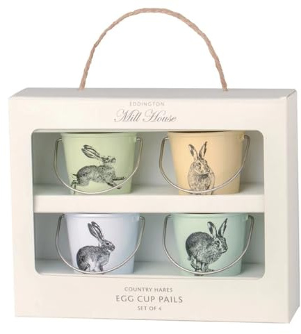 Eddingtons 83032 Vintage Hare Egg Cup Pails, Set of 4, Melamine,Multi