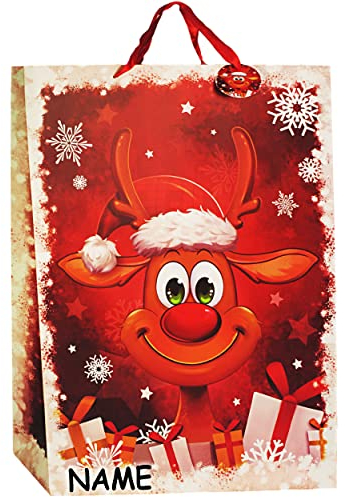 1 Stück XXL - Geschenktasche/Geschenkbeutel -  Motiv - Weihnachten  - incl. Name Groß - 72 cm ! Geschenktüte - Weihnachtstüten - A2 - Tasche Kinder ..