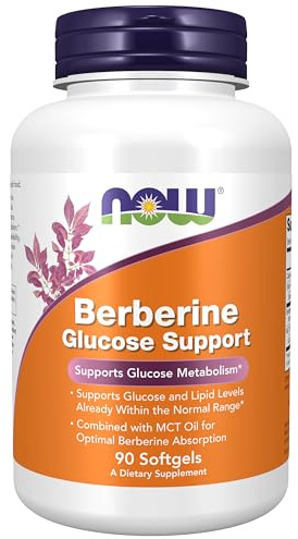 NOW Foods Supplements, Berberine Glucose Support, Combined with MCT Oil for Optimal Berberine Absorption, 90 Softgels