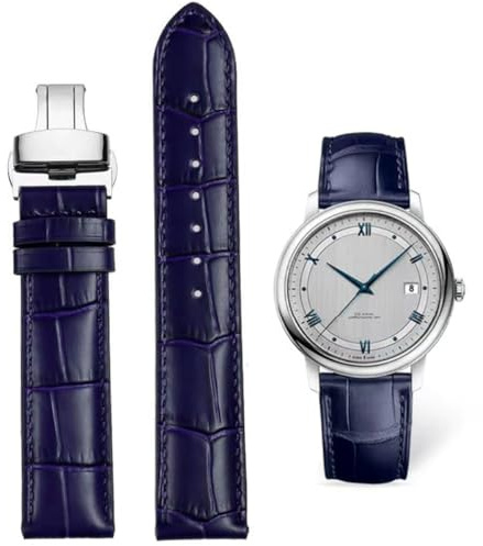 FOUUA Correas de Reloj en Cuero Genuino Correa de Cocodrilo con Reemplazo en Relieve con Cierre Desplegable Plata Oro 12 13 14 15 16 17 18 19 20 21 22 24mm