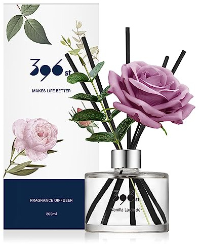 396 st. Rose Flower Reed Diffuser, Vanilla Lavender, 200ml(6.7oz) / Reed Diffuser Sets, Home Fragrance, Scented Oils, Home & Bathroom Décor