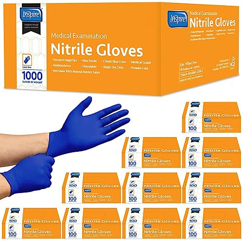 Inspire Nitrile Exam Gloves | The Original Quality Stretch Nitrile Cobalt Blue | 4.5 Gloves Disposable Latex Free Medical EMT (Cobalt Blue, Medium)
