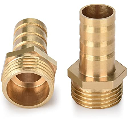 Drado Schlauchtülle aus Messing, Messing Schlauchanschluss Widerhaken Rohr Stecker Adapter Verschraubung 1/2 AG x 1/2 Tülle (14mm) 2 Stück