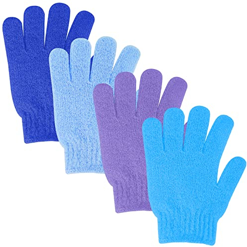 Sibba 4 X Peeling-Duschhandschuhe Doppelseitig Peeling-Badhandschuhe Dusche Körperschrubber Handschuh Abgestorbene Hautentferner Peeling FäUstlinge NatüRlicher KöRper Luffa Waschlappen Badezubehör