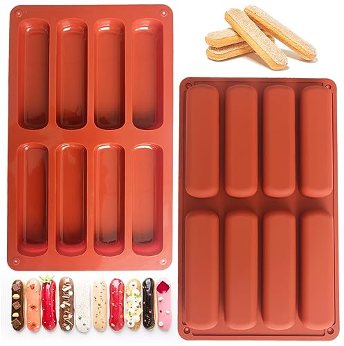 Vastsea 2 Piezas Moldes Rectangulares de Silicona, Moldes de Silicona de Barritas, Moldes para Hornear Barritas, para Hacer Barritas, Bizcochos, Jabón, Resina