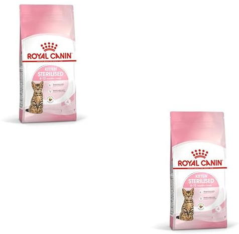 Royal Canin Kitten Sterilised | dubbelpack | 2 x 400 g | Helfoder för katter | Speciellt för kastrerade katter i tillväxt från 6 till 12 år. Månad i livet