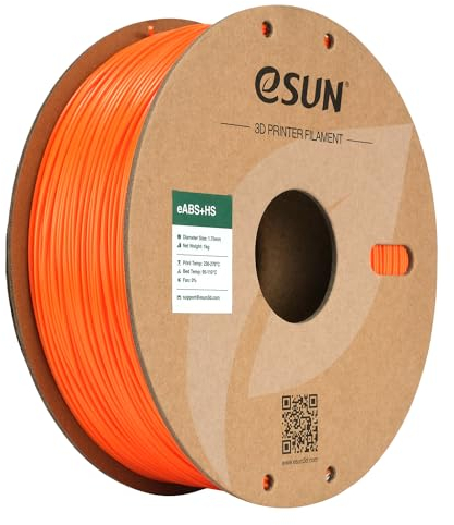 eSUN ABS+ Filament 1.75mm, ABS+HS Hochgeschwindigkeits 3D Drucker Filament Schnelligkeit ABS Plus, Maßgenauigkeit +/- 0.03mm, 1KG Spule (2.2 LBS) für 3D High Speed Drucker,Orange