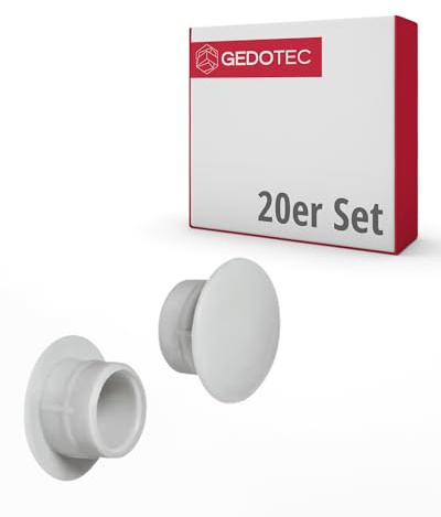 Gedotec Furniture Cover Caps Made of Plastic, Pack of 20 Screw Covers, Light Grey, H1117, End Caps for Screw Holes, Round, Furniture Caps for Blind Bore, Diameter 10 mm, Screw Covers
