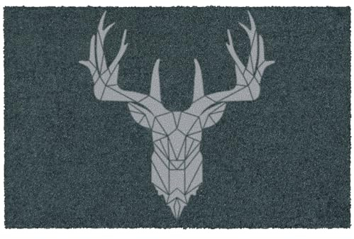 MOCAVI Mat Fußmatte Hirsch-Motiv außen & innen 45x70 cm Schuh-Teppich, Jagd Geschenk, Deko sbereich, außen, Matte, Haustür, Fußabtreter, Landhaus, Country,