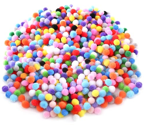 Pompons zum Basteln 2000 Stück Mini Bunte Pompons 10mm Filzkugeln Bunt Pompoms für Partydekoration DIY Kreative Handwerk Herstellung