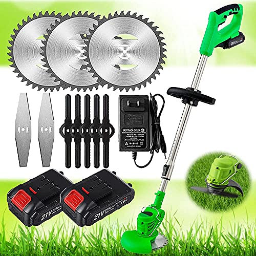 TEmkin Tagliaerba e tagliaerba a Batteria, Tagliaerba a Filo con Lame, Tagliaerba per rifinitura cespugli, Potatura e rifinitura Prato, Giardino, Erbacce con 2 batterie