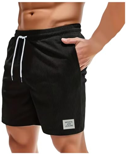 KBOPLEMQ Herren Cord Kurze Hosen Shorts mit Taschen Sommer Casual Kurze Hosen Elastische Taille Loose Beach Shorts Herren Corduroy Shorts Bequeme Freizeithose Kurze Leichte Sportshorts