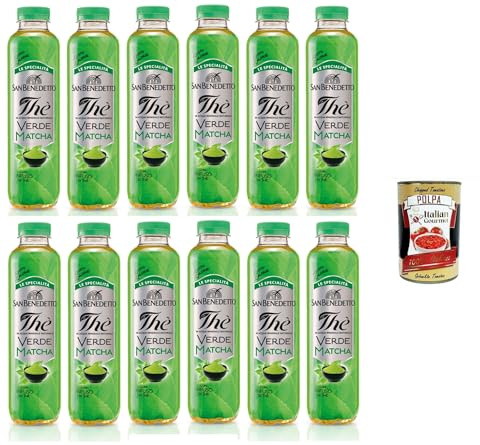 Italian Gourmet Le Specialità Thè Verde Matcha Grüntee 12 x 400ml | Bevanda pronta da bere, erfrischend leicht für unterwegs, Büro, Schule und, Gesamtnettogewicht 4,8 L + Kostenlos Polpa 400g