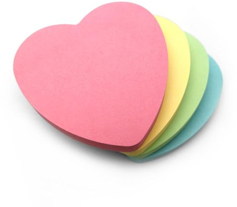 400 kvalitetsfärger avtagbara klibbiga post it-lappar 76 x 76 mm 4 kuddar med 100 ark - blå, orange, rosa, grön, gul (hjärta pastell | 4 dynor)