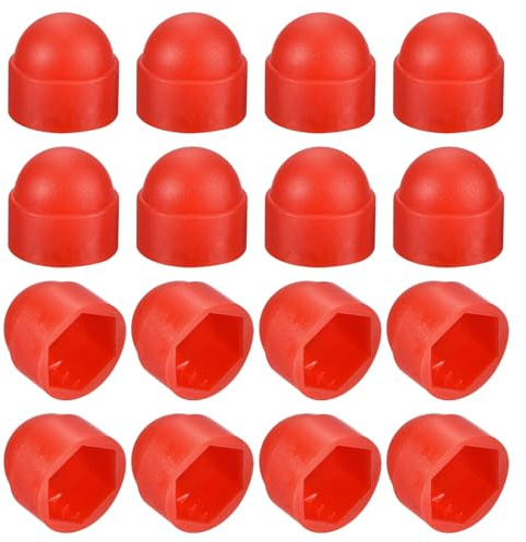 sourcing map Lot de 50 cache-écrous hexagonaux M10 en plastique rouge pour vis hexagonales, boulons