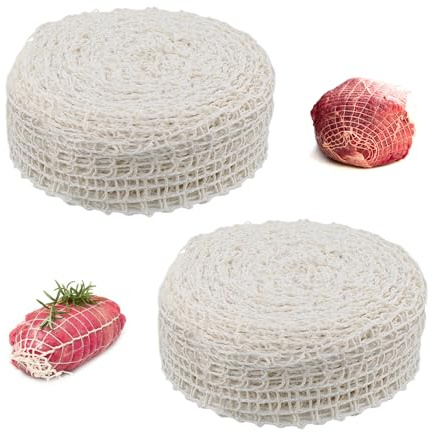 GIDWRIY 2pz Rete Elastica per Carne Arrosto 2 m,Rete Salumi,Rete per Insaccati,Rete Alimentare per Arrosti,Rete da Cucina per Cottura,Rete Elastica da Forno,Rete da Prosciutto per Pollame Conservare