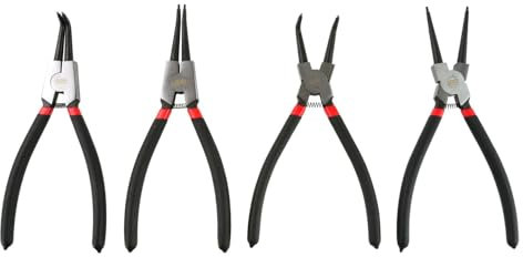BSD Set di Pinze Seeger Professionali 250mm per Montaggio e Smontaggio Anelli di Bloccaggio - 4 Pezzi in Acciaio CrV con Manici Antiscivolo