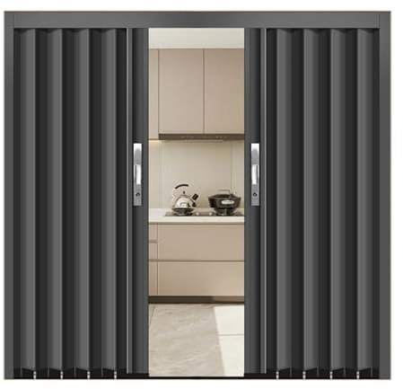 Schiebetür Falttür Einzel/ Doppel Ziehharmonika Falttür 240 220 215 200 180 160 140 120 100 90 80 70 60 CM, Metall Plissee Faltschiebetüren Mit Schloss, Schlüssel Und Griff innentüren(233x202cm)