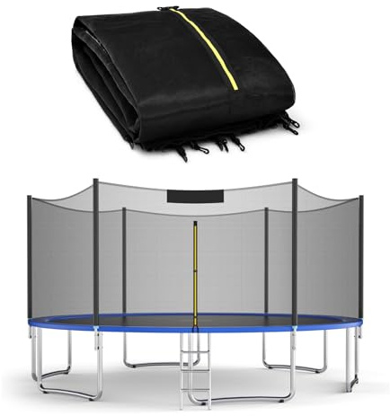 LIFEZEAL Sicherheitsnetz außenliegend für Trampolin, Gartentrampoline Ersatznetz mit Reißverschluss & Schnallen, Trampolinersatznetz Fangnetz, Netzhöhe 180 cm