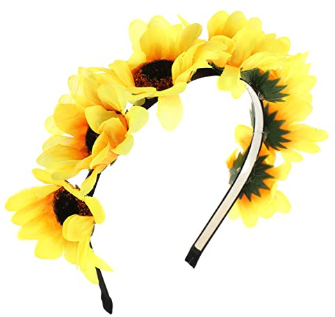 SHERCHPRY Hawaiianisches Blumengirlanden Haarband Mittelgroß Mit Sonnenblume Stoff Blumen Stirnband Für Festival Party Braut Zubehör