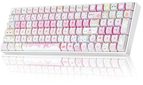 ZORNHER ZH100 Wireless Cat Mechanical Keyboard, 98% Pink Creamy Keyboard, Gaming Keyboard with Meow Meow Squad Cute Keycaps, Full Size, Creamy Switches