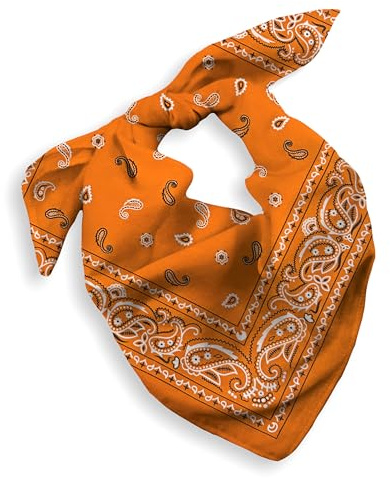 Every-ville Baumwolle Bandana, Halstuch, Paisley, Unisex, Orange
