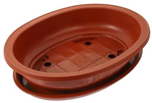 TOYANDONA Maceta Ovalada para Jardinería Doméstica Bandeja de Drenaje, Macetero Grande de Plástico Duradero para Bonsáis y Plantas de Interior y Exterior, Soporte Funcional para Cultivo
