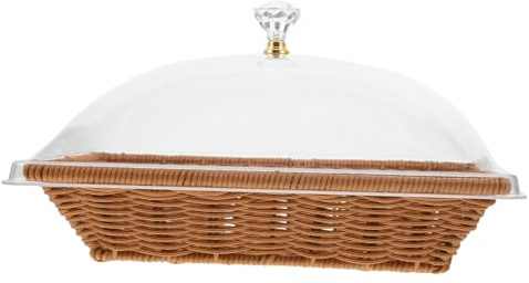 FUNNETOYU Panier à Tressé avec Couvercle Transparent Corbeille de Service pour Fruits Légumes et Snacks Rangement Pratique pour Événements et Tableaux