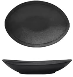 AHGFTYRDT Dinner Plates Dessert Dishes Creative High Plate Dinner Plate Household Steamed Fish Plate Long Oval Fish Plate Cold Dish Plate Japanese Tableware Plates Dinner Ceramic Plates(Black,S)