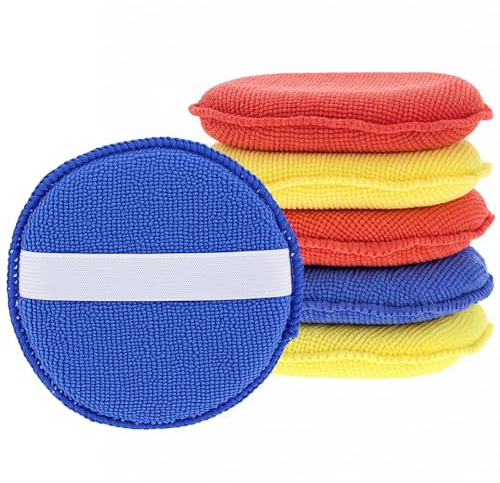 QWORK® Juego de 6 Esponjas de Pulido para Coche de Microfibra, 130 * 20mm, Lavables y Reutilizables