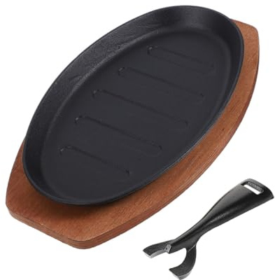 FELTECHELECTR Plaque Fonte Pour Grillades Poêle Multi-usage Pour Steaks Fruits De Mer Et Légumes Avec Fourchette Surface Antiadhésive Et Répartition Homogène Chaleur Pour Cuisine Maison Et