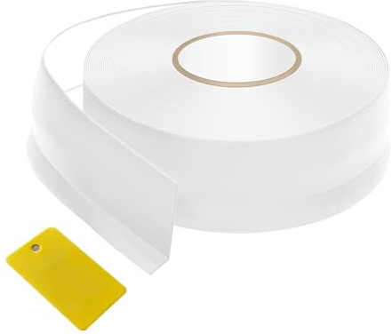 Jyvex Battiscopa in PVC morbido, autoadesiva, 20 x 50 mm (28 m, bianco), listello terminale da parete per cucina e cucina, listello autoadesivo con profilo angolare in plastica