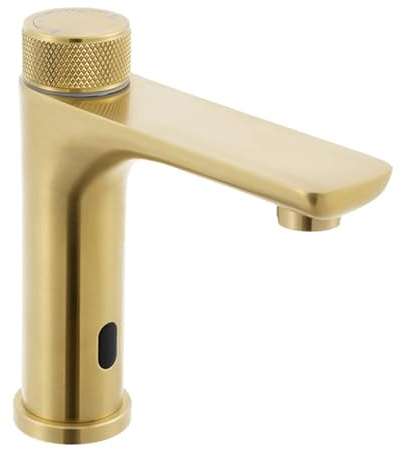 Grifo de baño con sensor por infrarrojos, grifo automático de baño, grifo de lavabo recto sin contacto para baño, cocina (dorado)