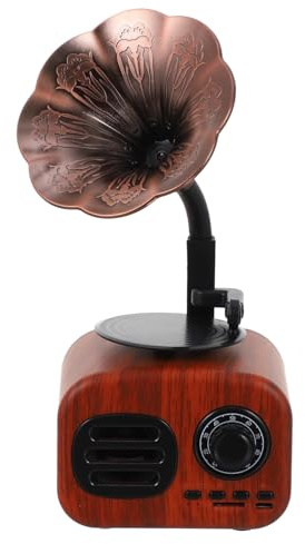 NUOBESTY Drahtloser Lautsprecher Grammophon Phonograph Stereo Retro Vintage Style Holzoptik Kabellos Mit Kartensteckplatz Für Smartphone Tablet