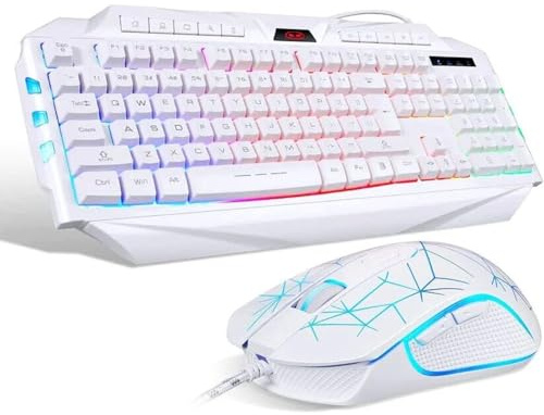 Wired Gaming Keyboard and Mouse Combo | RGB LED Backlit Keyboard with 7-Color Backlight, Mechanical Feel, Ergonomic, Anti-Ghosting | Wired Gaming Mouse for PC, Desktop & Laptop